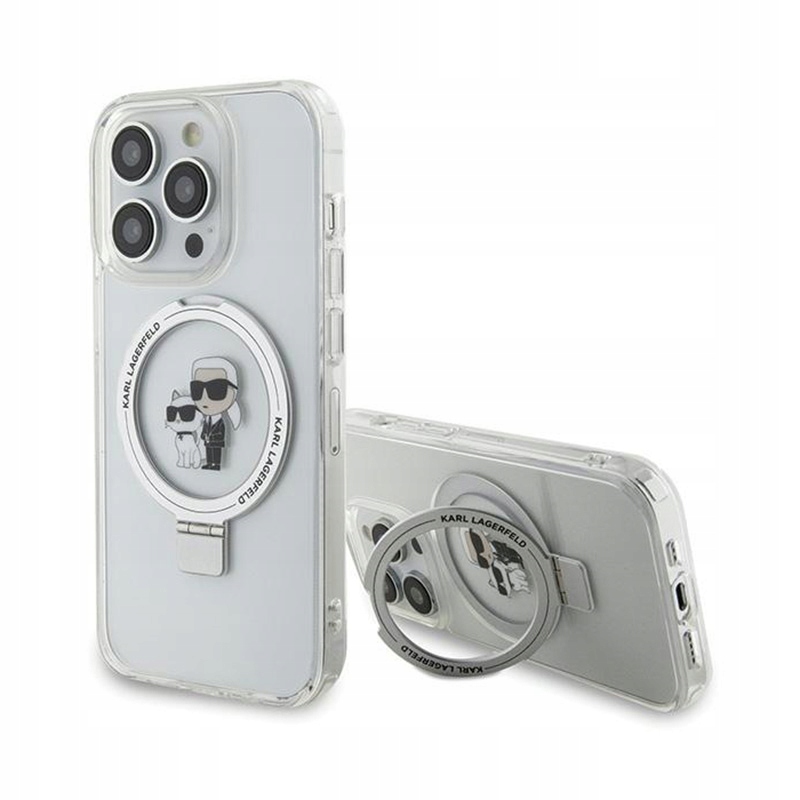 Stojan na prsteny Karl Lagerfeld Karl & Choupette MagSafe Pouzdro iPhone 14 Pro (bi