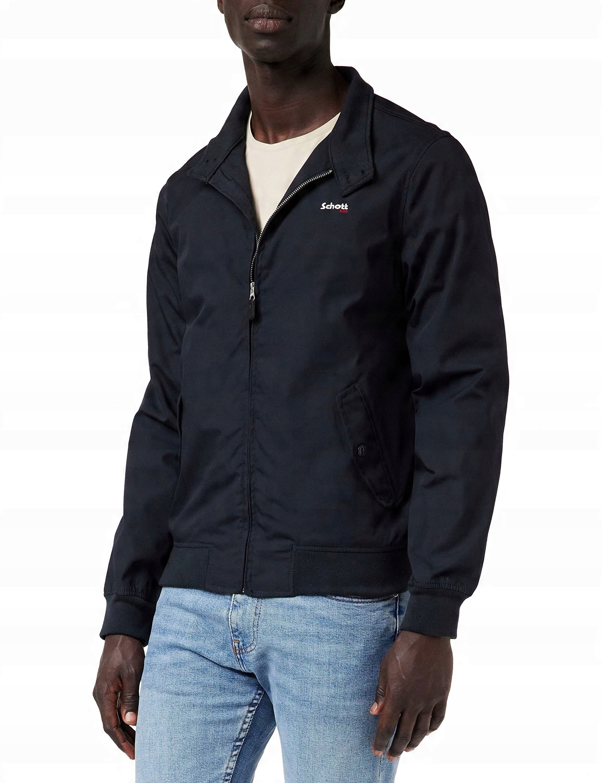 Schott Pánská Bunda Modrá Na Zip L Jxa
