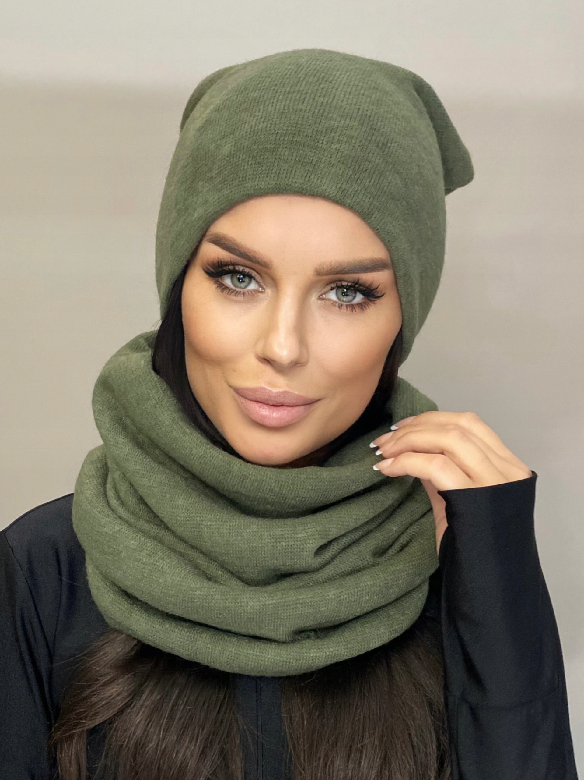 KOMPLET DAMSKI CZAPKA BEANIE KOMIN GOLF TUBA DUŻY ZESTAW CIEPŁY ZIMOWY 2468 Materiał dominujący inny