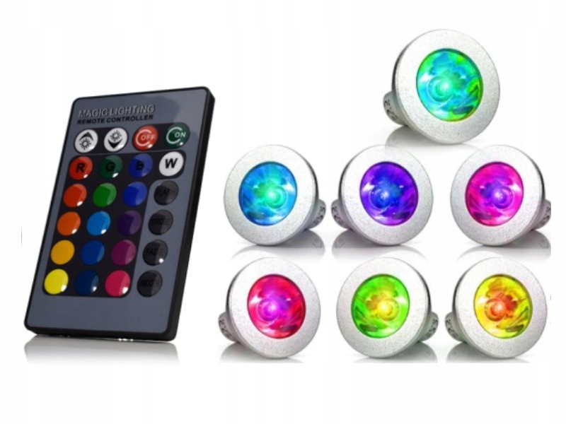 Set 7x Halogen Led Rgb Barevné GU10 +dálkový Ovladač