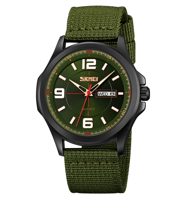 Sportowy zegarek Skmei luminous, datownik, wypukłe szkiełko, parciany pasek