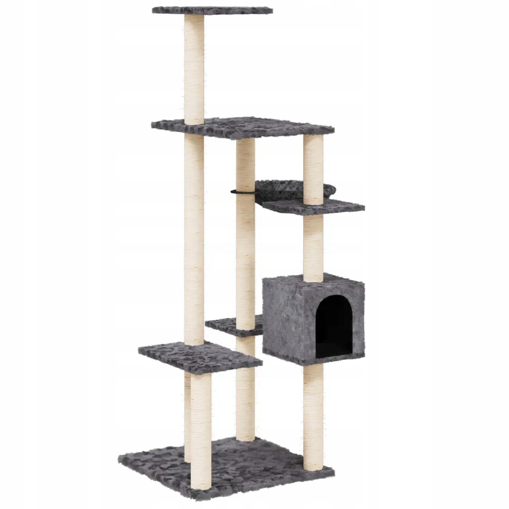 Levně vidaXL Škrabadlo pro kočky se sisalovými sloupky, tmavě šedé, 142 cm