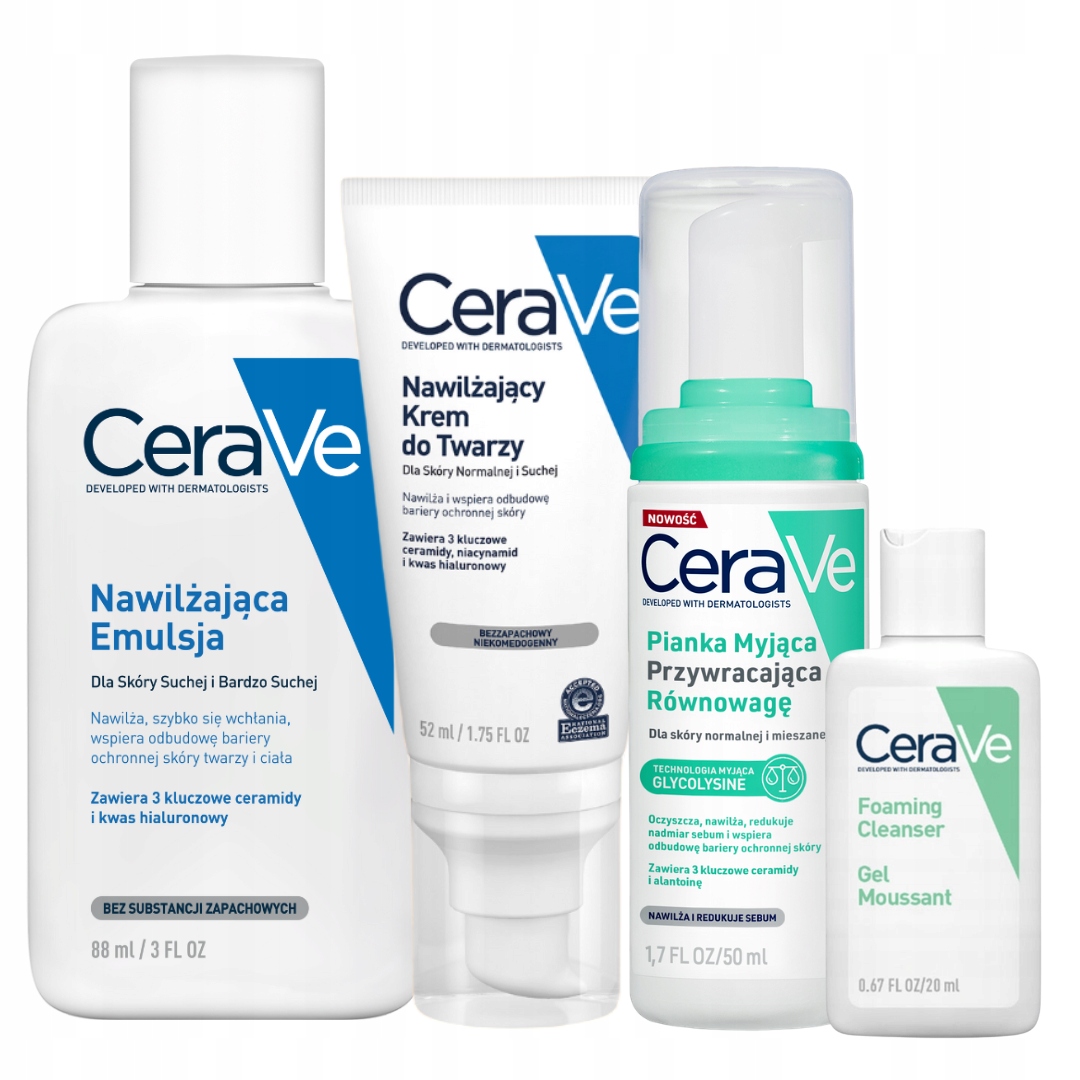 CeraVe Krem Nawilżający do Twarzy 52ml, Emulsja Nawilżająca 88ml