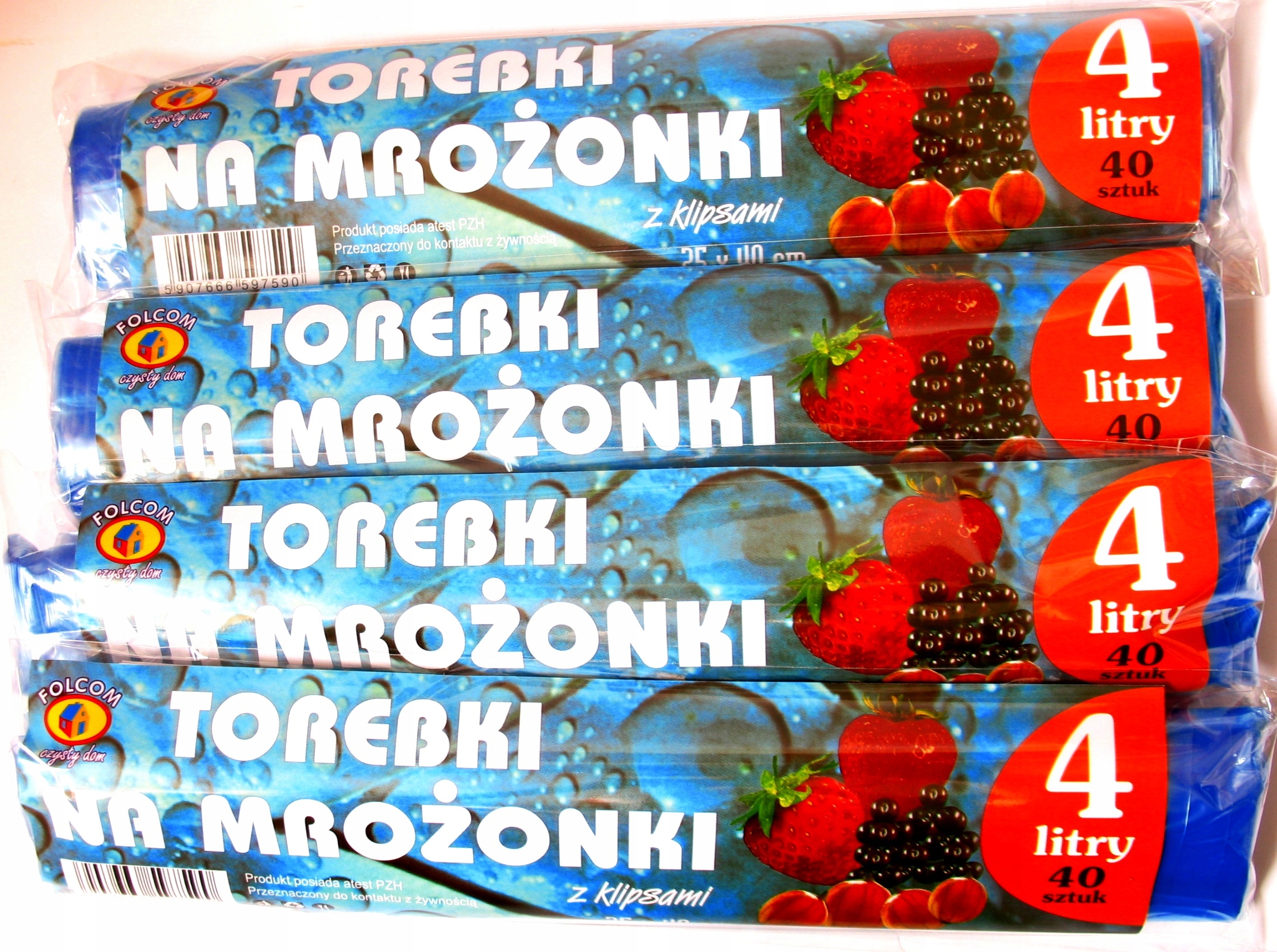 

Woreczki Mrożonki 4 L 40 Sztuk Klipsy Folcom