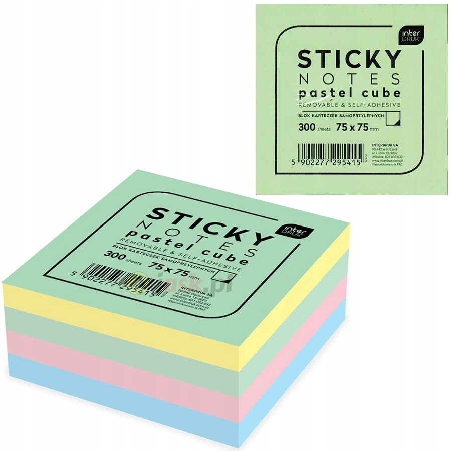 

Karteczki Samprzylepne Notes Kostka Bloczek Pastel