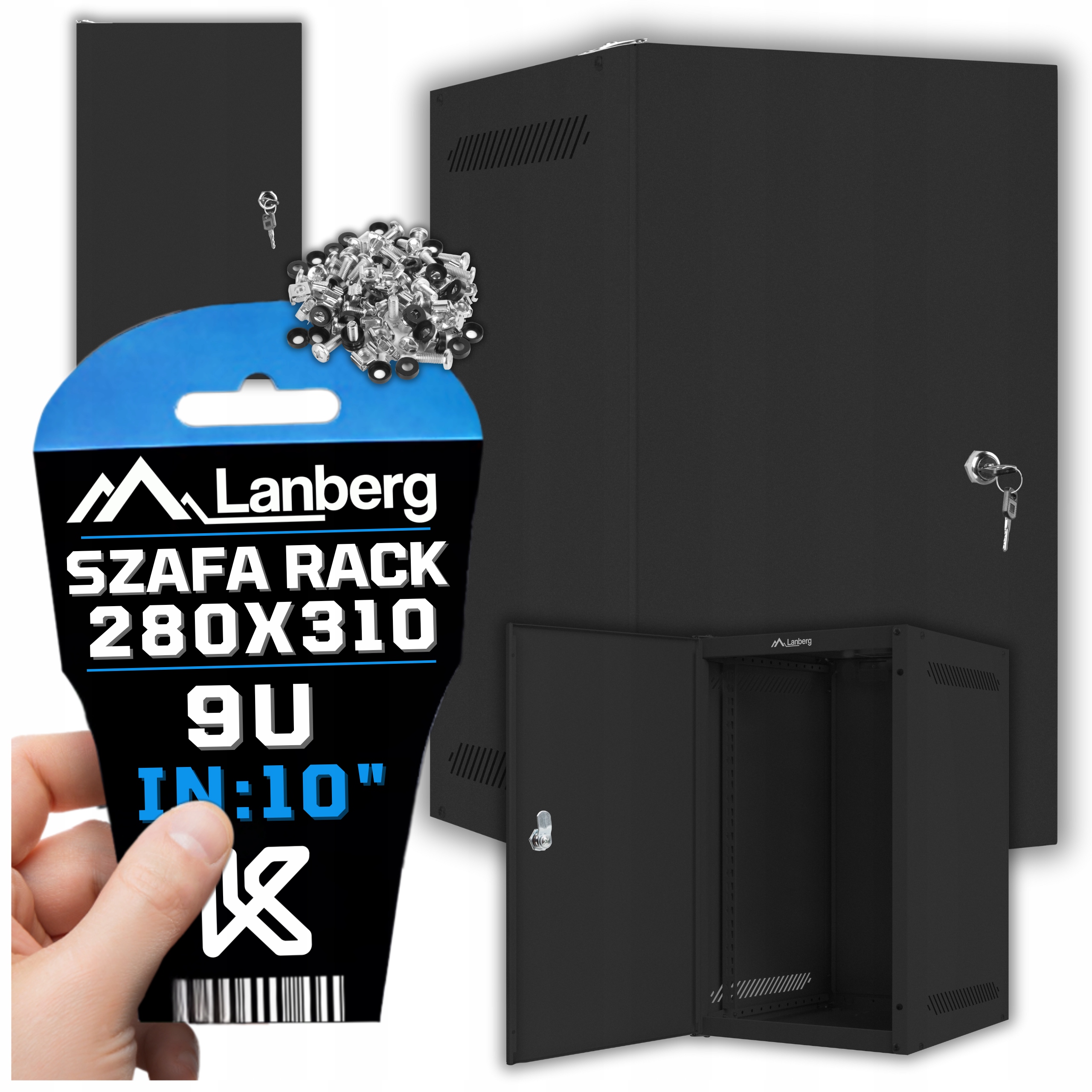 Skříň Rack 10" 9U Závěsná 280X310 Palců Serverová Kovová Dveře Síť Lanberg