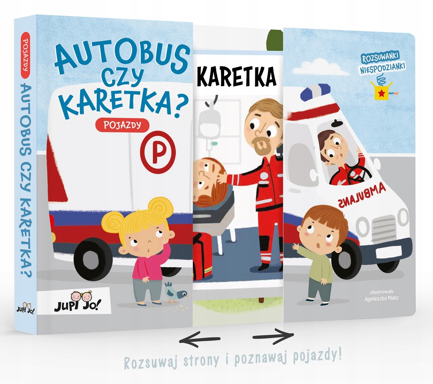 Autobus czy karetka Pojazdy Rozsuwanki ksiażeczka