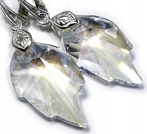 Krystaly náušnice přívěsek Moonlight Leaf Stříbro