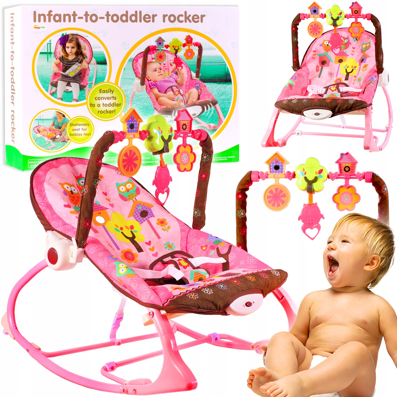 ВІБРАЦІЙНЕ КРІСЛО OWL ROCKER ROCKER PINK