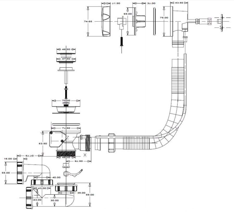 SYFON DO WANNY CZARNY MAT AUTOMATYCZNY 19977 Marka Akces
