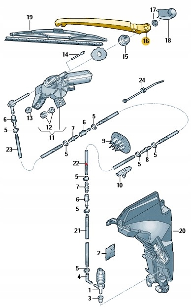 4F9955407 - Рычаг стеклоочистителя задний AUDI A6 C6 Avant оригинал