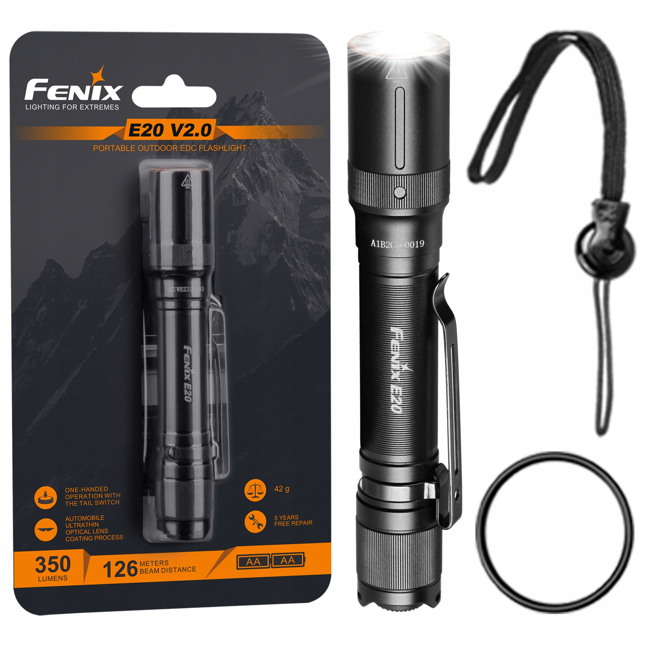 

Latarka diodowa Fenix E20 V2.0 350 lm 126 m