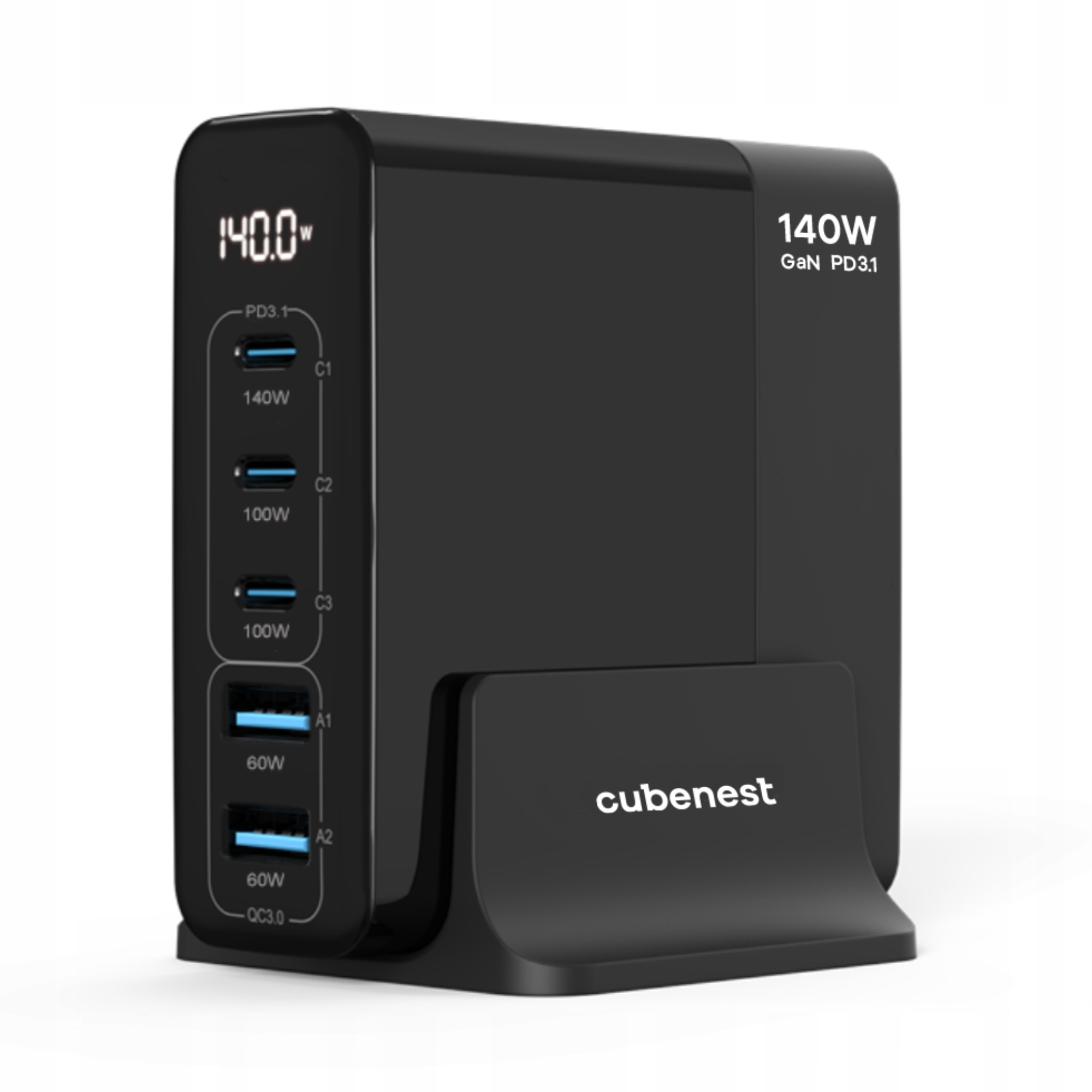 Sítová nabíječka Cubenest S5D0 Pd 3.1. GaN Adaptér 3x Usb-c 2x Usb-a 140W