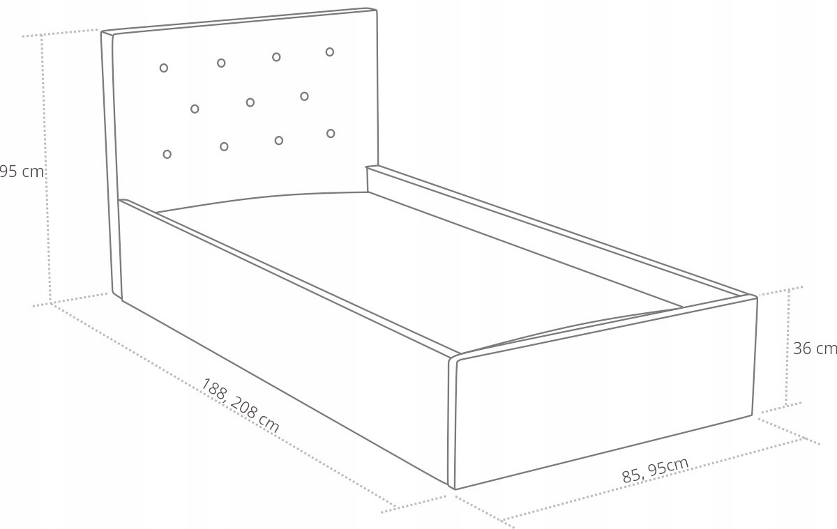 ŁÓŻKO TAPICEROWANE MŁODZIEŻOWE 80x180 STAR Kolekcja Star
