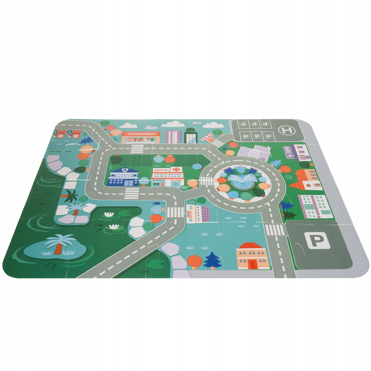 Zestaw drewnianych klocków miasteczko z matą puzzle w wiaderku + torba Rodzaj zestaw