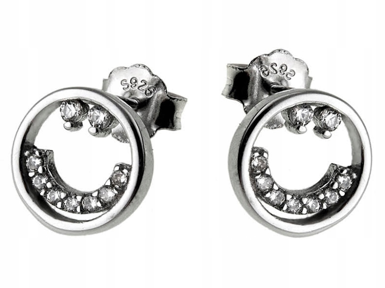 

925 Kolczyki Srebrne Smile Uśmiech Buźka Na Sztyft