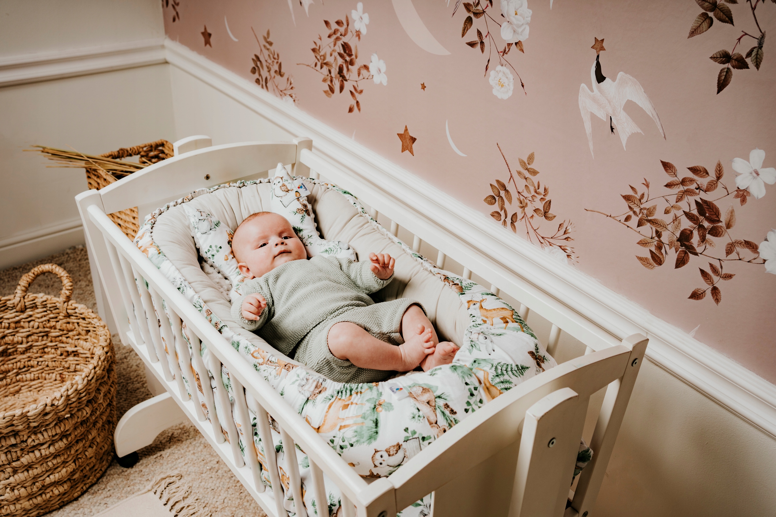 KOKON NIEMOWLĘCY GNIAZDO KOJEC BAWEŁNA MINKY ZESTAW 5 ELEMENTOWY DUŻY XXL Szerokość zewnętrzna 65 cm