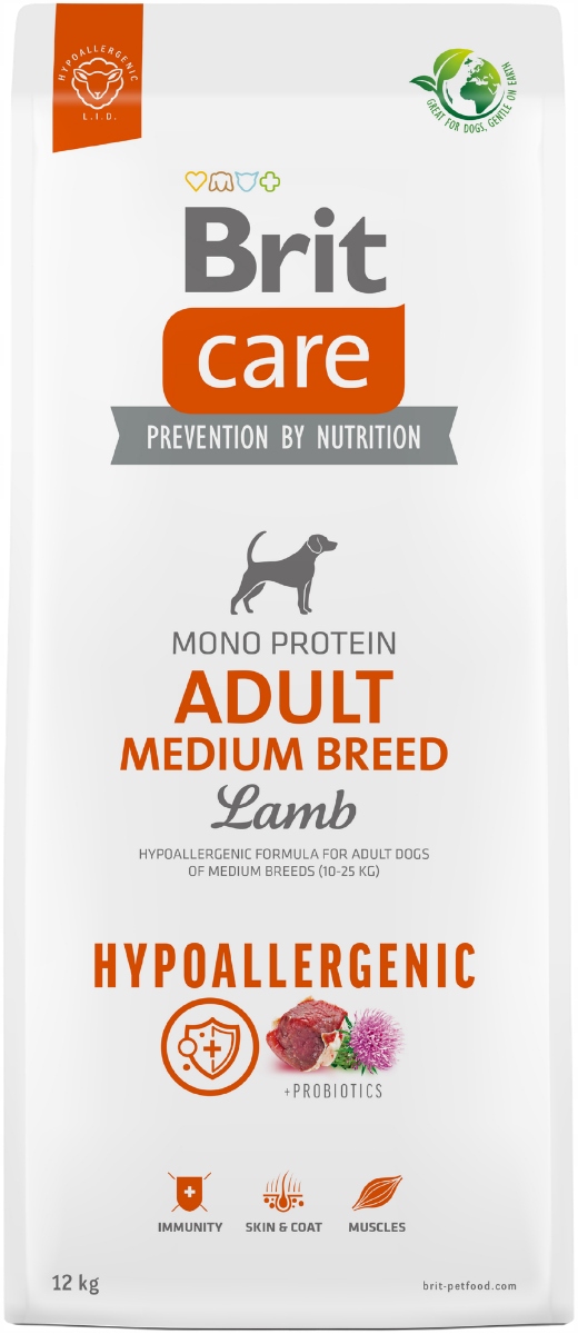 Brit Care Adult Medium Breed Krmivo pro psy 12kg Hypoallergenic Jehněčí