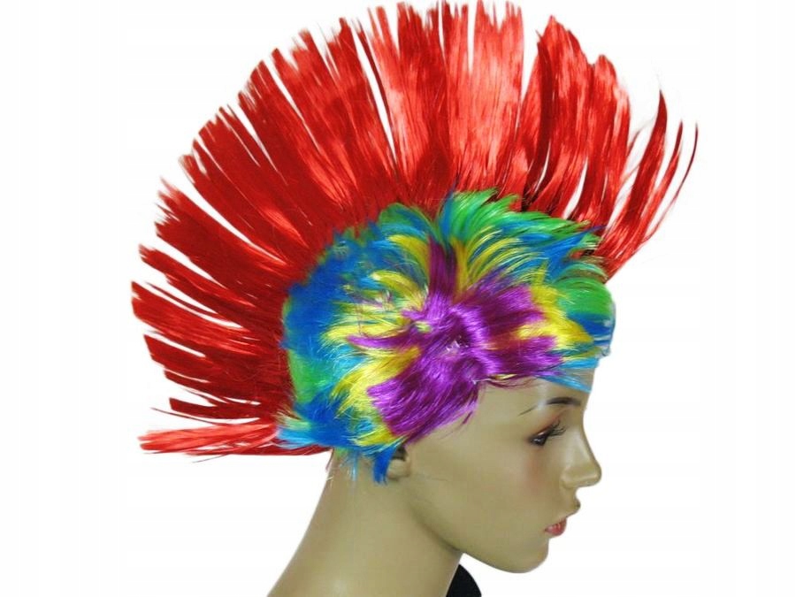 

Peruka Irokez Punk Czerwona Kolorowa