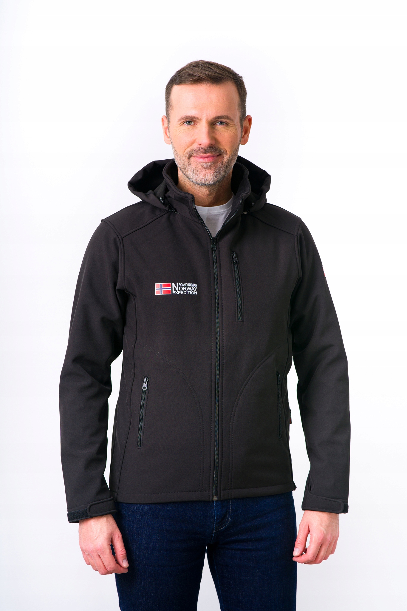 Softshellová Bunda S Kapucí Černá Norsko S