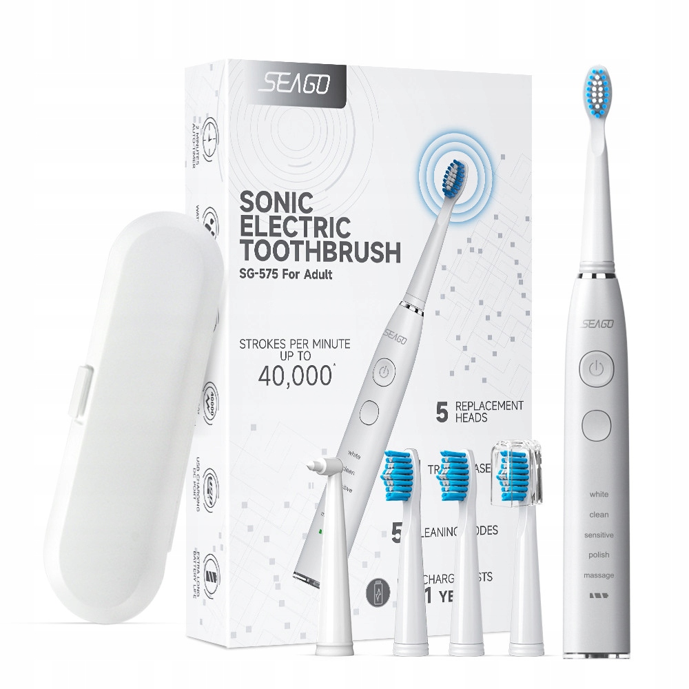 

Szczoteczka soniczna do zębów +5 główek +etui