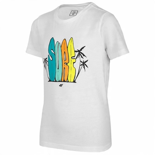 

T-shirt Junior 4F HJL22-JTSM009 10S Biały 158 CM