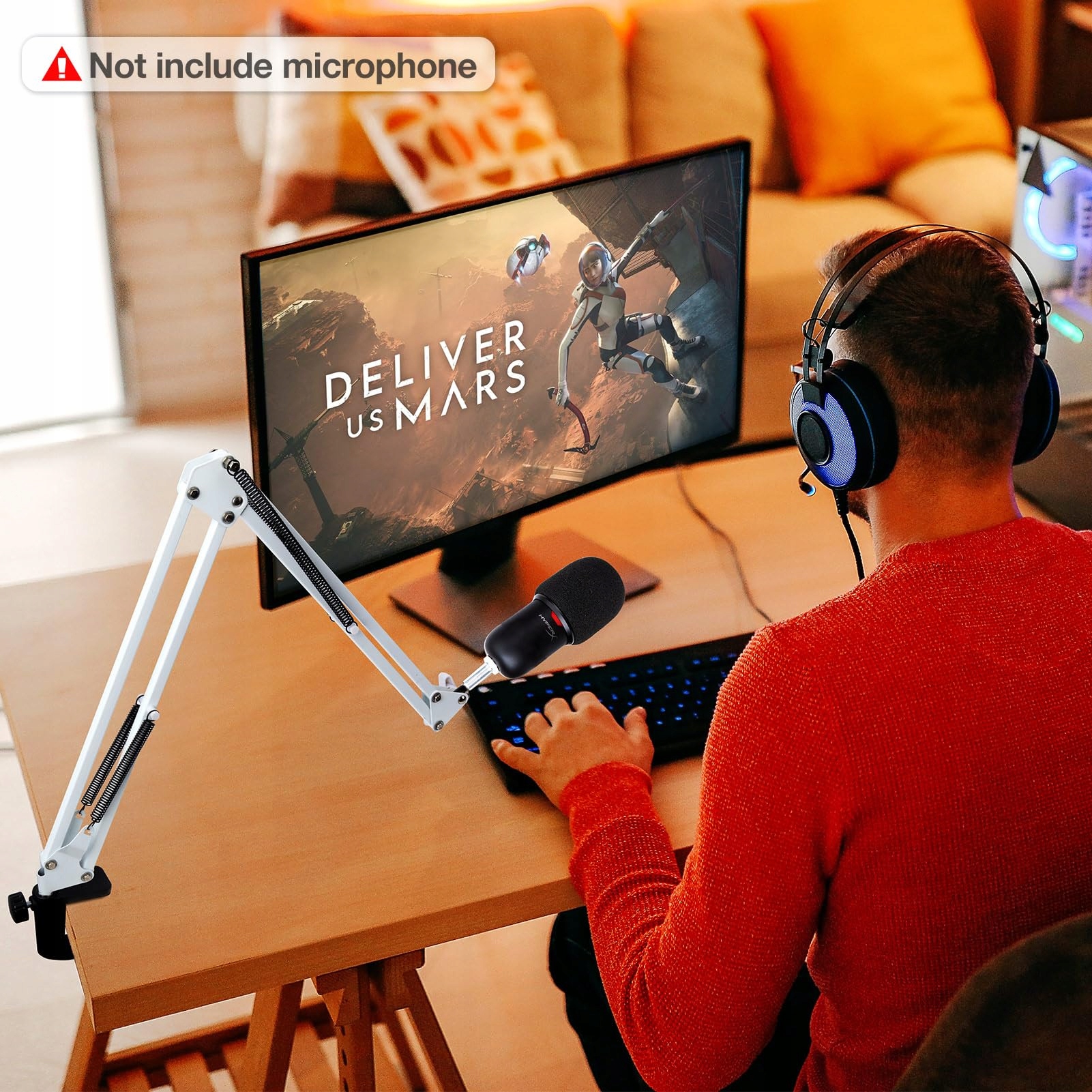 SUNMON Ramię Mikrofonowe HyperX SoloCast Uniwersalny Statyw Biały — miniatura 7