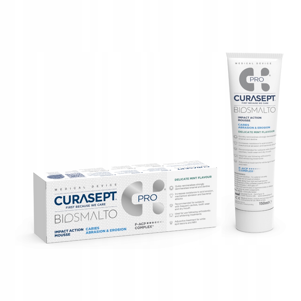 Curasept Biosmalto Impact Action Mousse Pro 150ml Zestaw Gabinetowy mus