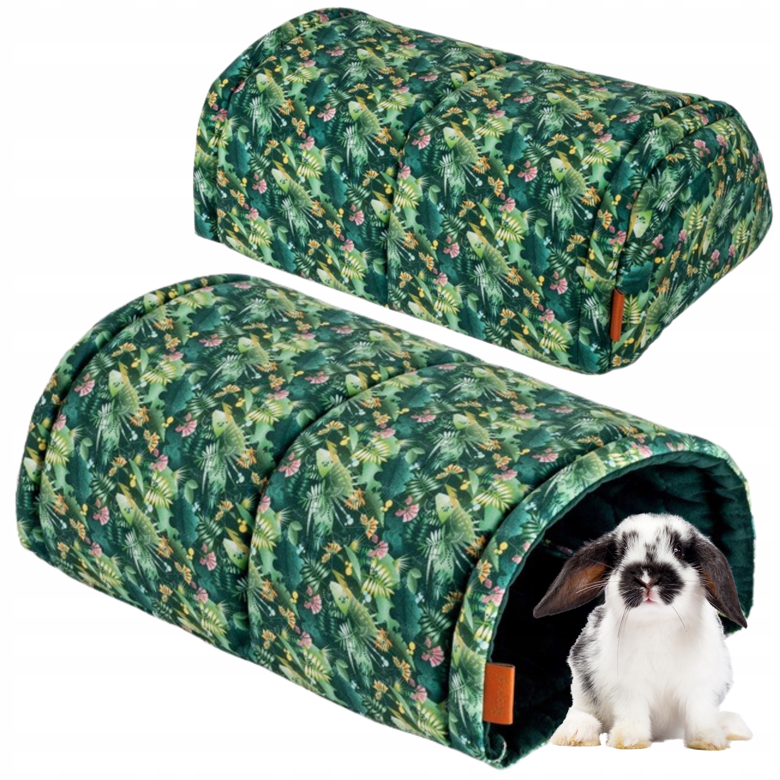 Levně Tunel Budka Domeček pro Králíka Morče Hlodavce Zelený Květy 28x40x20 uKory