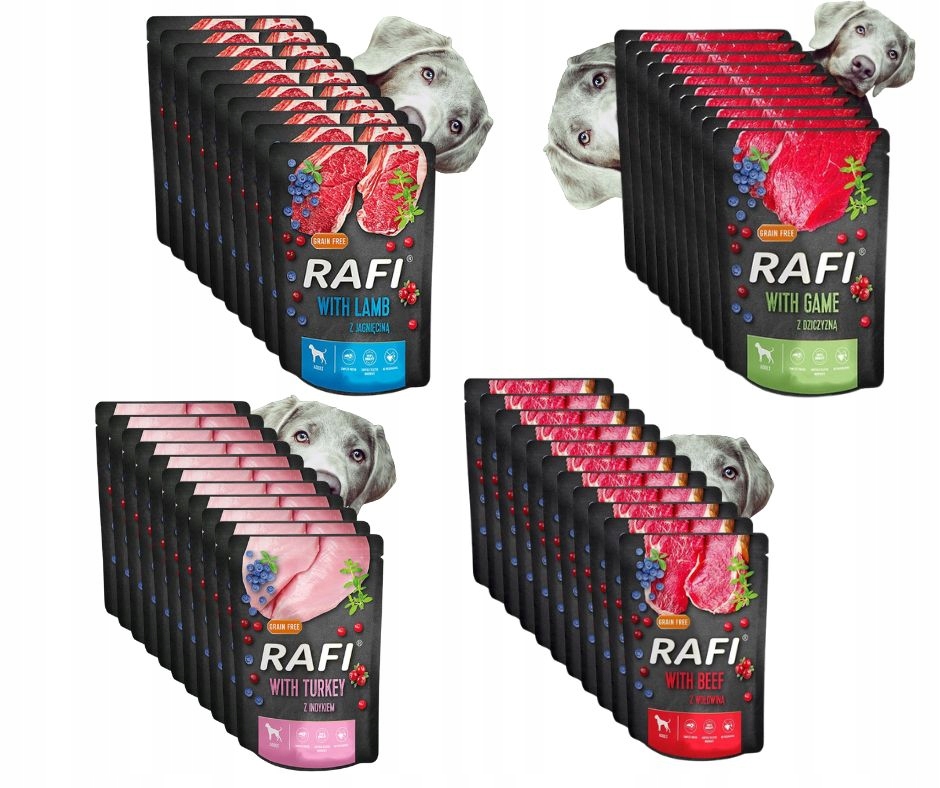Levně Krmivo pro psy Rafi mix chutí v sáčcích 300 g 40 ks