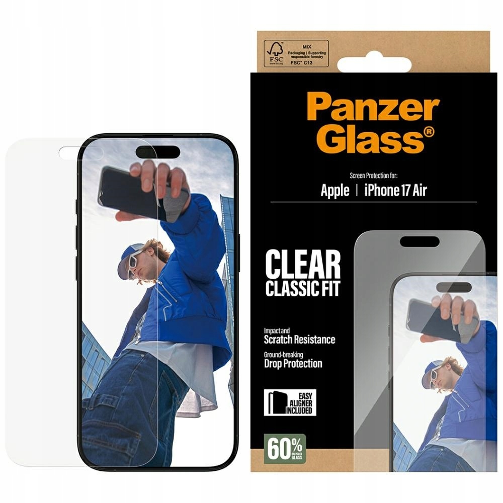Tvrzené sklo PanzerGlass Classic Fit EasyAligner pro iPhone Air