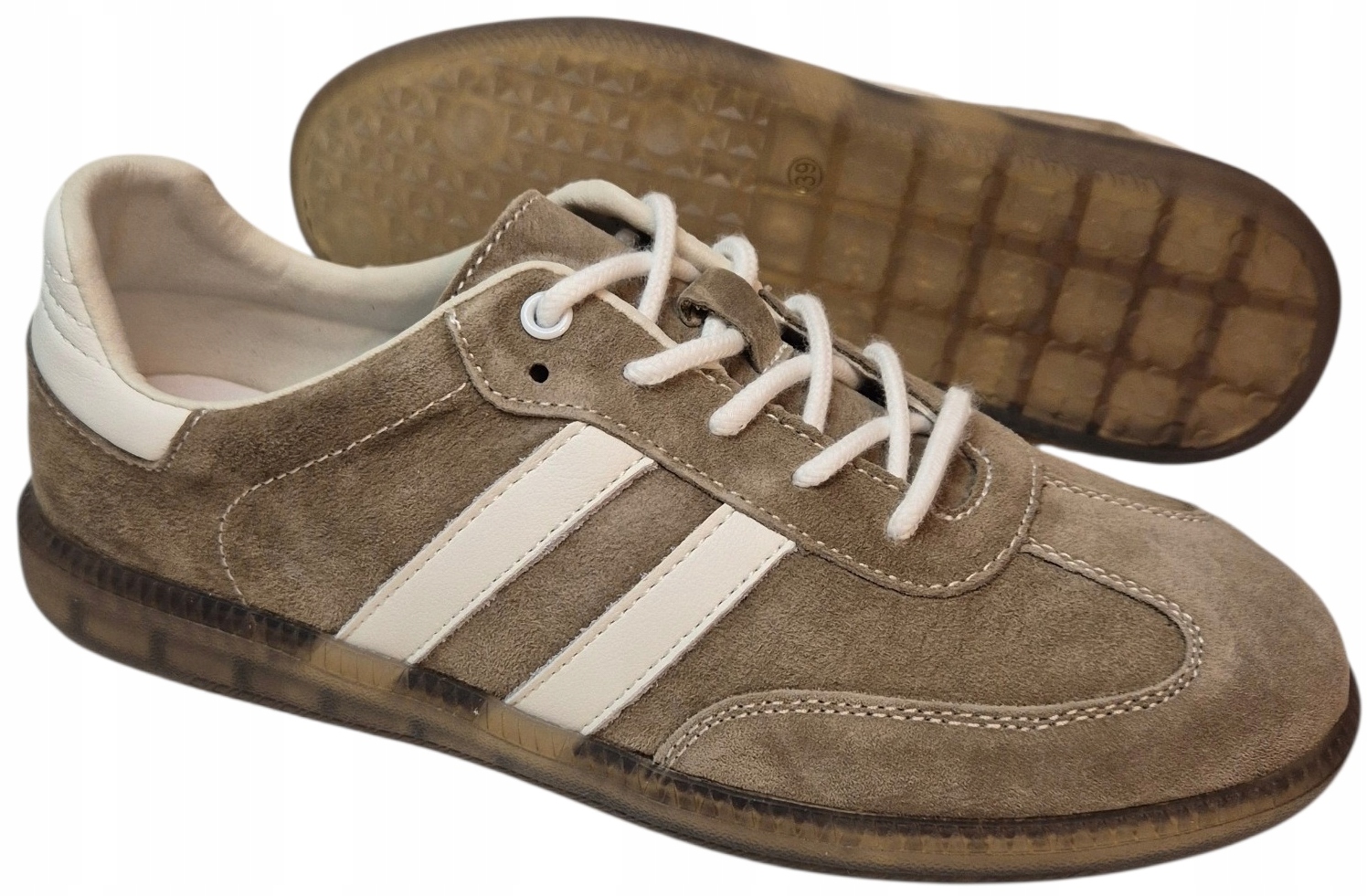 Goodin GD-XF-164 Tenisky Khaki Bílá semišová kůže vel