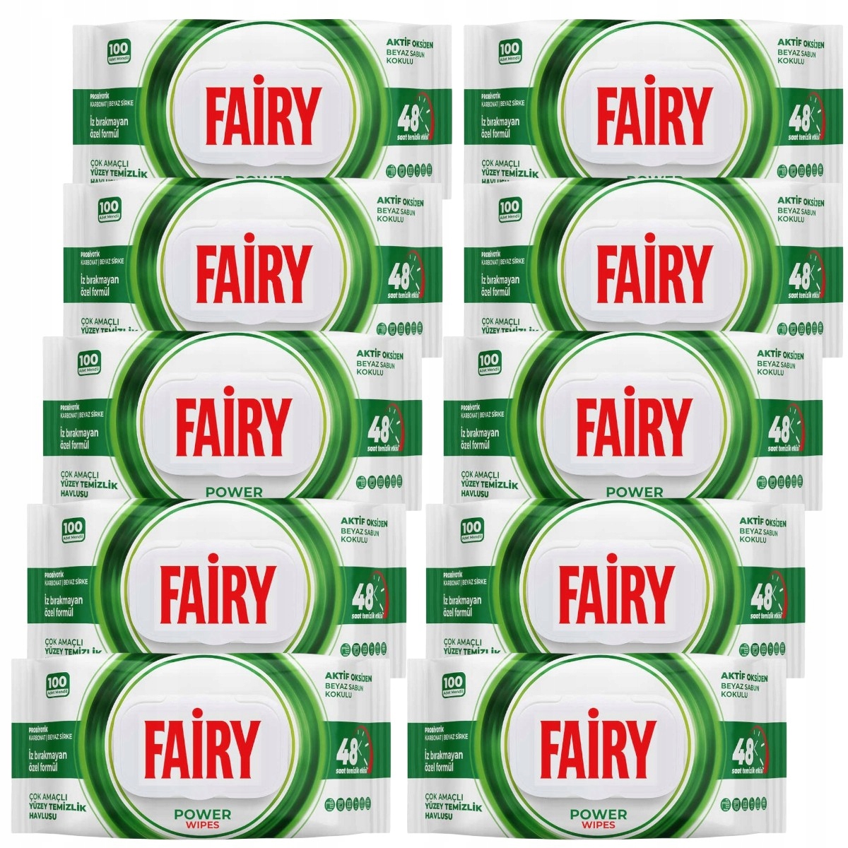 Levně Velké univerzální vlhčené čisticí ubrousky Fairy Power 10x100 ks