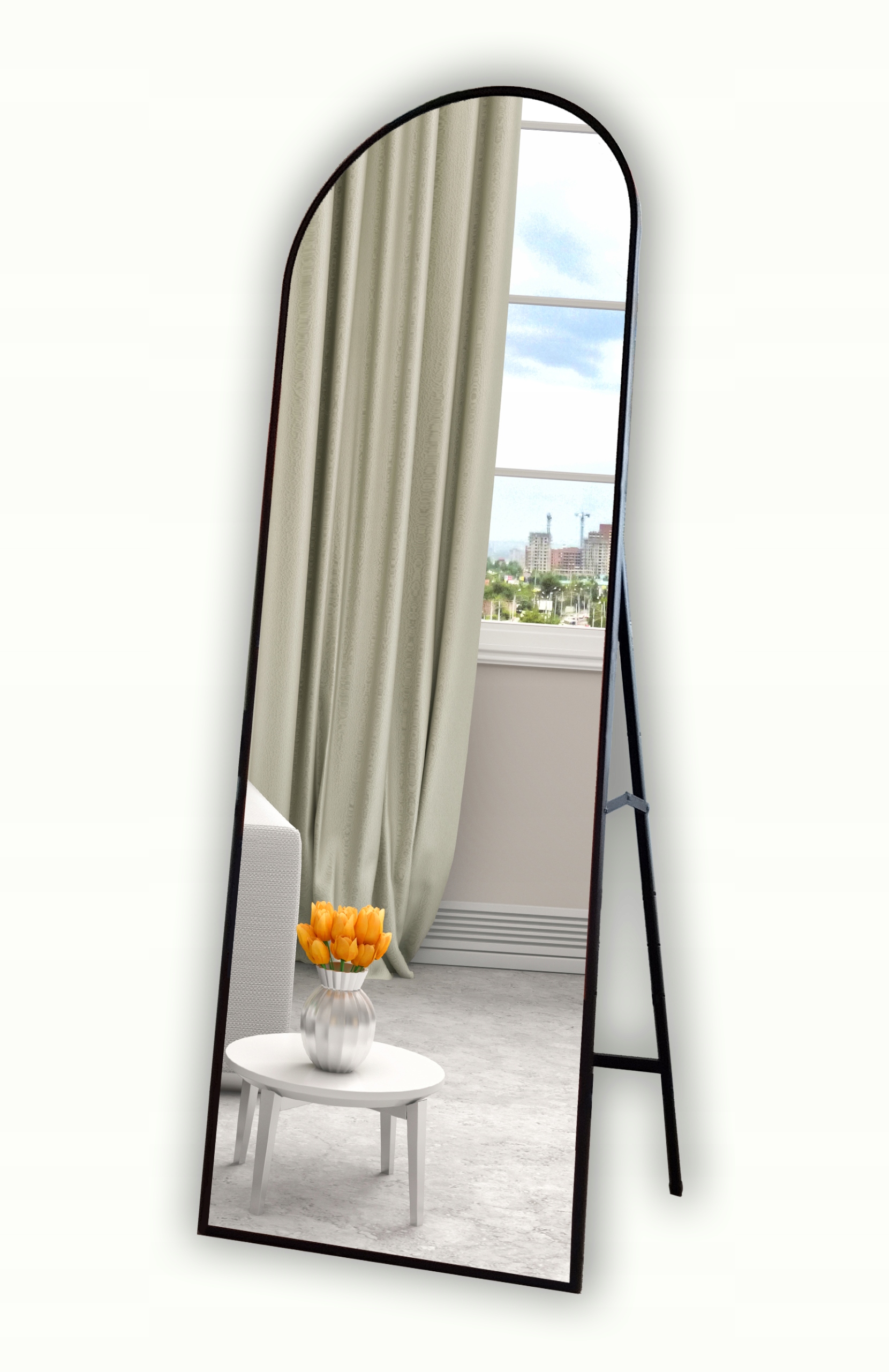 LUSTRO STOJĄCE 170x50 WĄSKA ALUMINIOWA RAMA LOFT CZARNA BIAŁA SREBRNA ZŁOTA