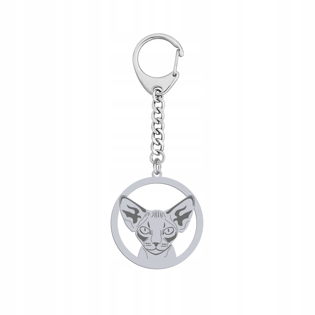 Stříbrný Přívěsek Na Klíče na klíče s kočkou Devon Rex 925 Šperky Dárek Gravírování