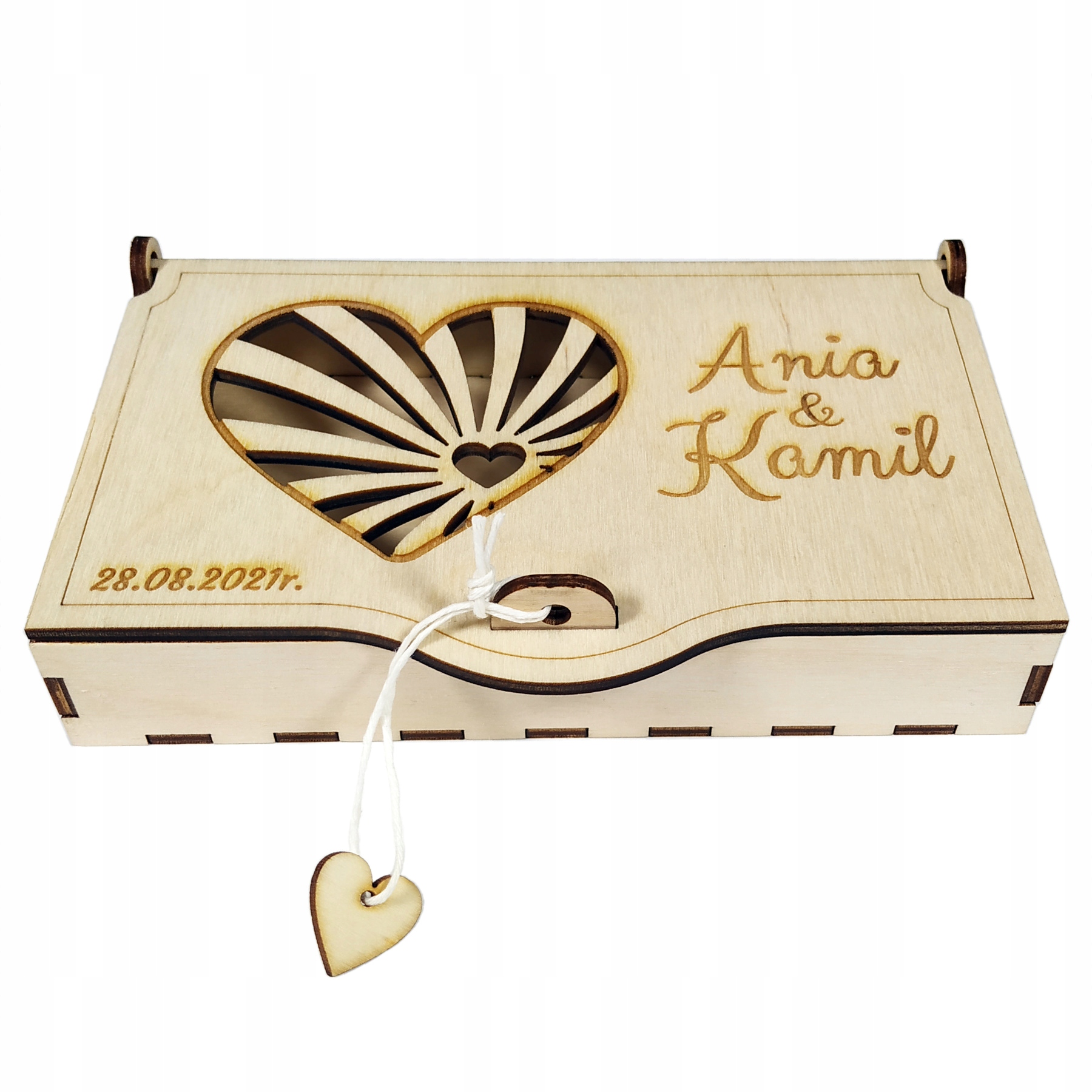 

Pamiątka Ślub ślubna pudełko na pieniądze grawer