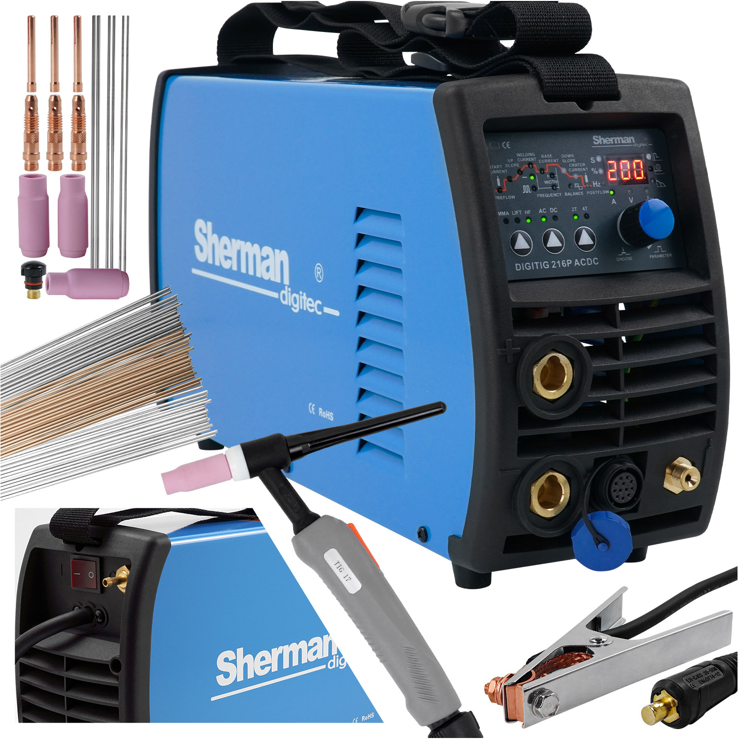 Сварочный аппарат DIGI TIG 216p AC / DC импульсный алюминиевый комплект