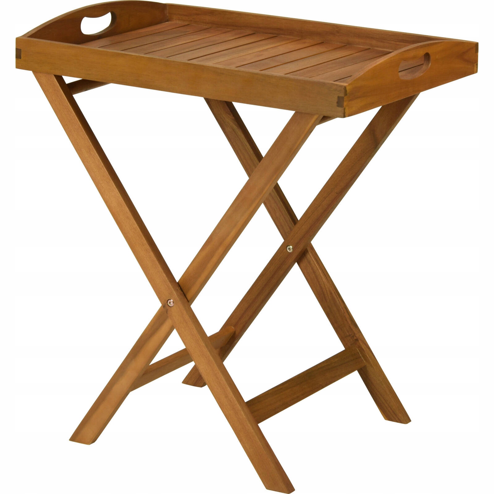 Stolík S Servírovacím Podnosom, Drevený Hnedý Podnos Na Servírovanie