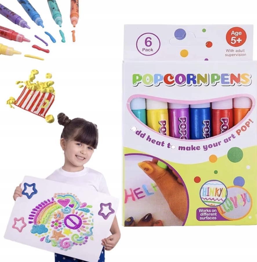 MAGICZNE MAZAKI PISAKI 3D ROSNĄCE WYPUKŁE KOLOROWE DŁUGOPIS 3D POPCORN PENS Kod producenta cy-8028