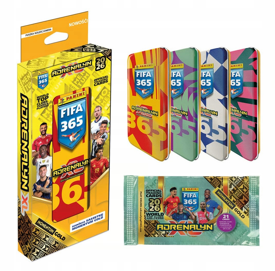 Puszka Fifa 365 Adrenalyn XL 2026 Momentum Gold karty piłkarskie