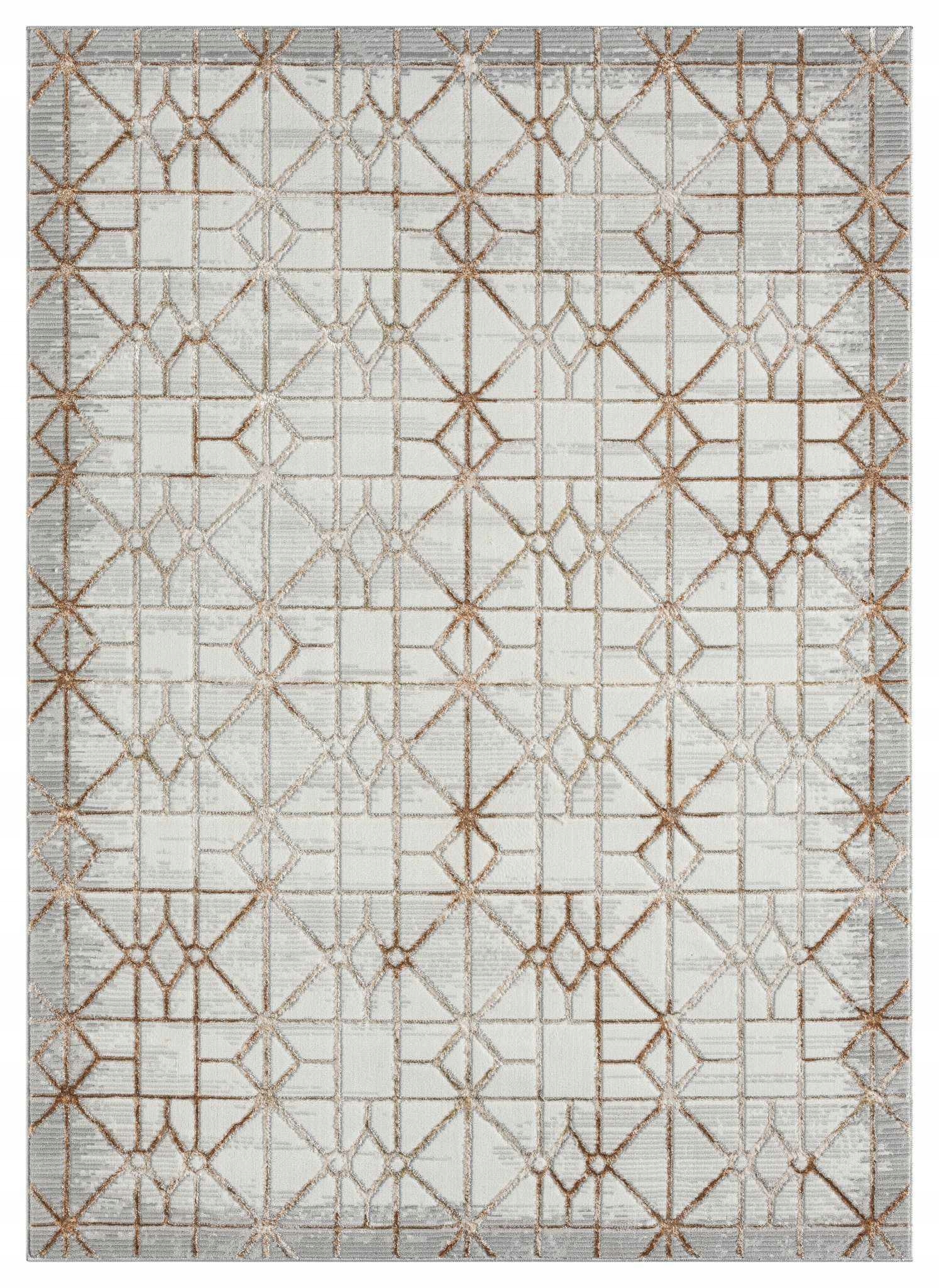 Koberec do obývačky 160x220 cm,plyšový vlas, krémovo béžový vzor boho