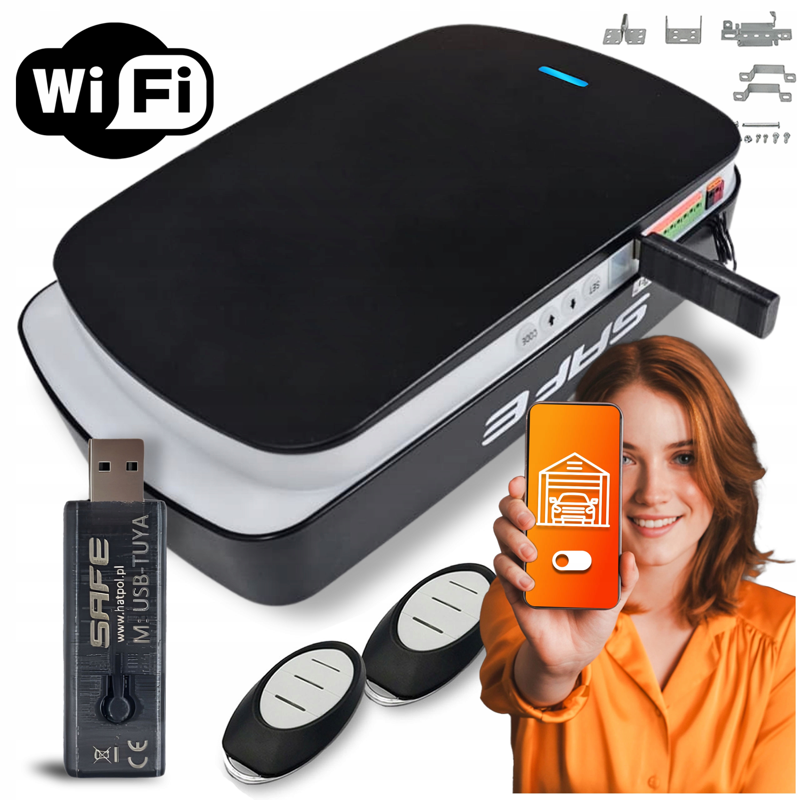 Pohon Pro Garážová Vrata Wifi Tuya 15 m2 sada automat 1000N 2x Pilot