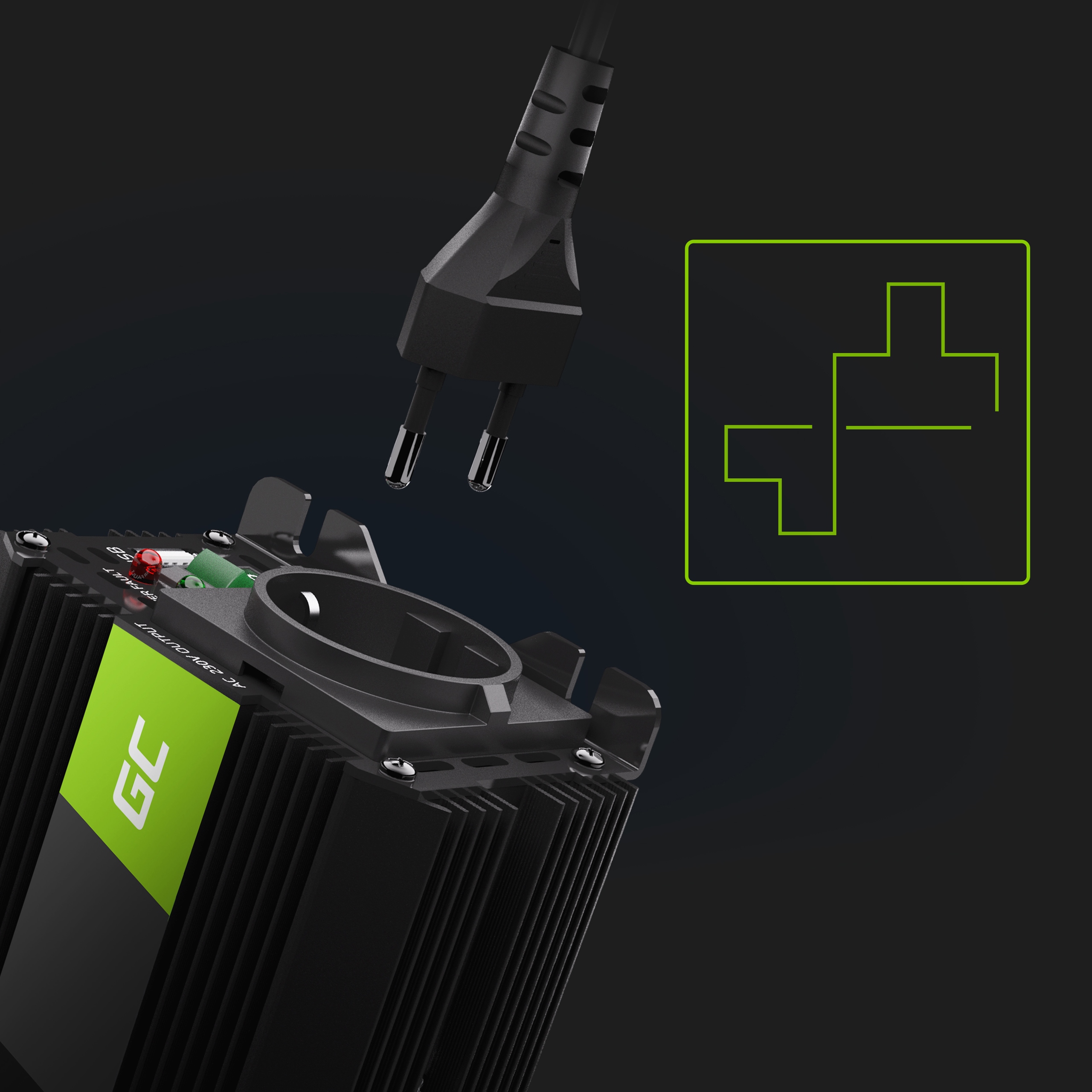 PRZETWORNICA NAPIECIA SAMOCHODOWA 24V 230V 1000W Net power 500 W