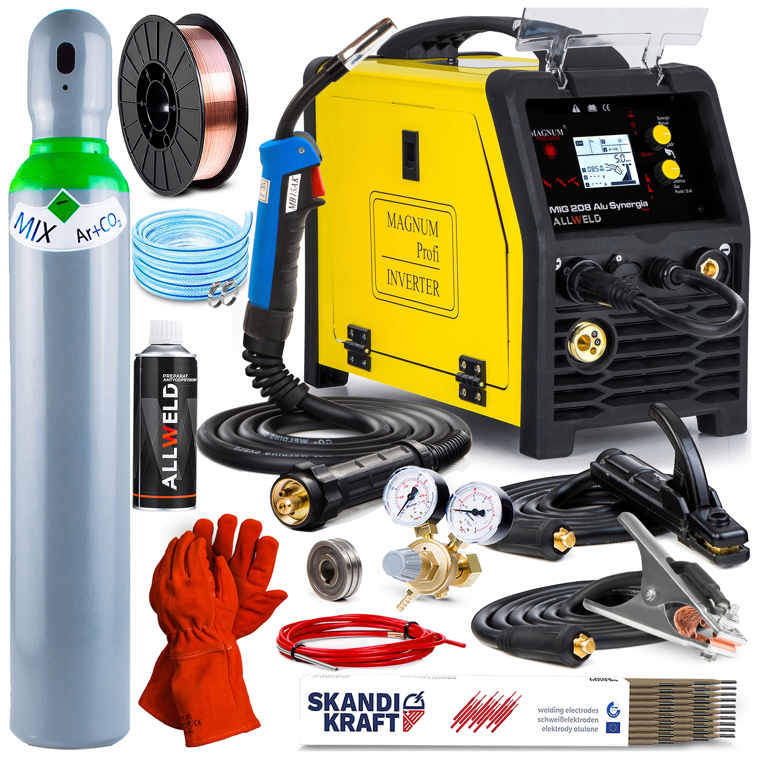 Spawarka Inwertorowa Magnum Mig 208 Alu Synergia Igbt Lutospawanie 200A 3W1