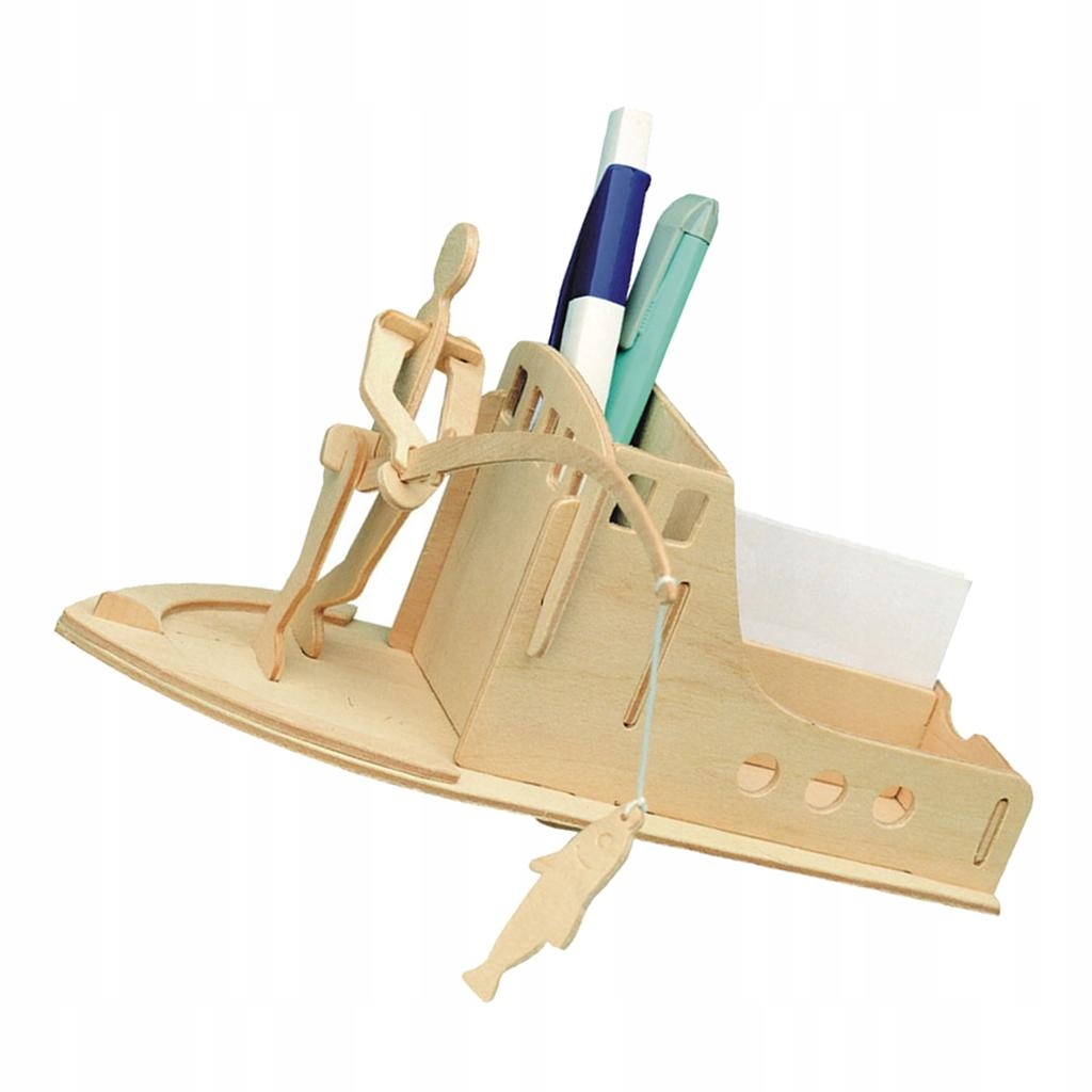 Wooden Fishing Pen Container Puzzle DIY 3D Assembly Jigsaw Model Kit Toys -  porównaj ceny 