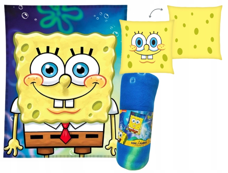 Koc SpongeBob Poduszka 40x40 jasiek Kanciastoporty Zestaw Dziecięcy