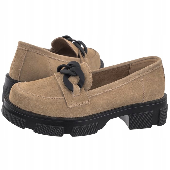 Dámské semišové mokasíny Filippo Béžové/Černé DP3221/24