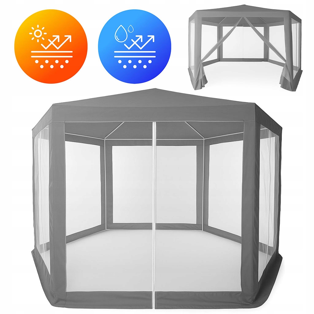 Obchodný záhradný pavilón 2x2x2 m s moskytiérou, sivý MultiGarden