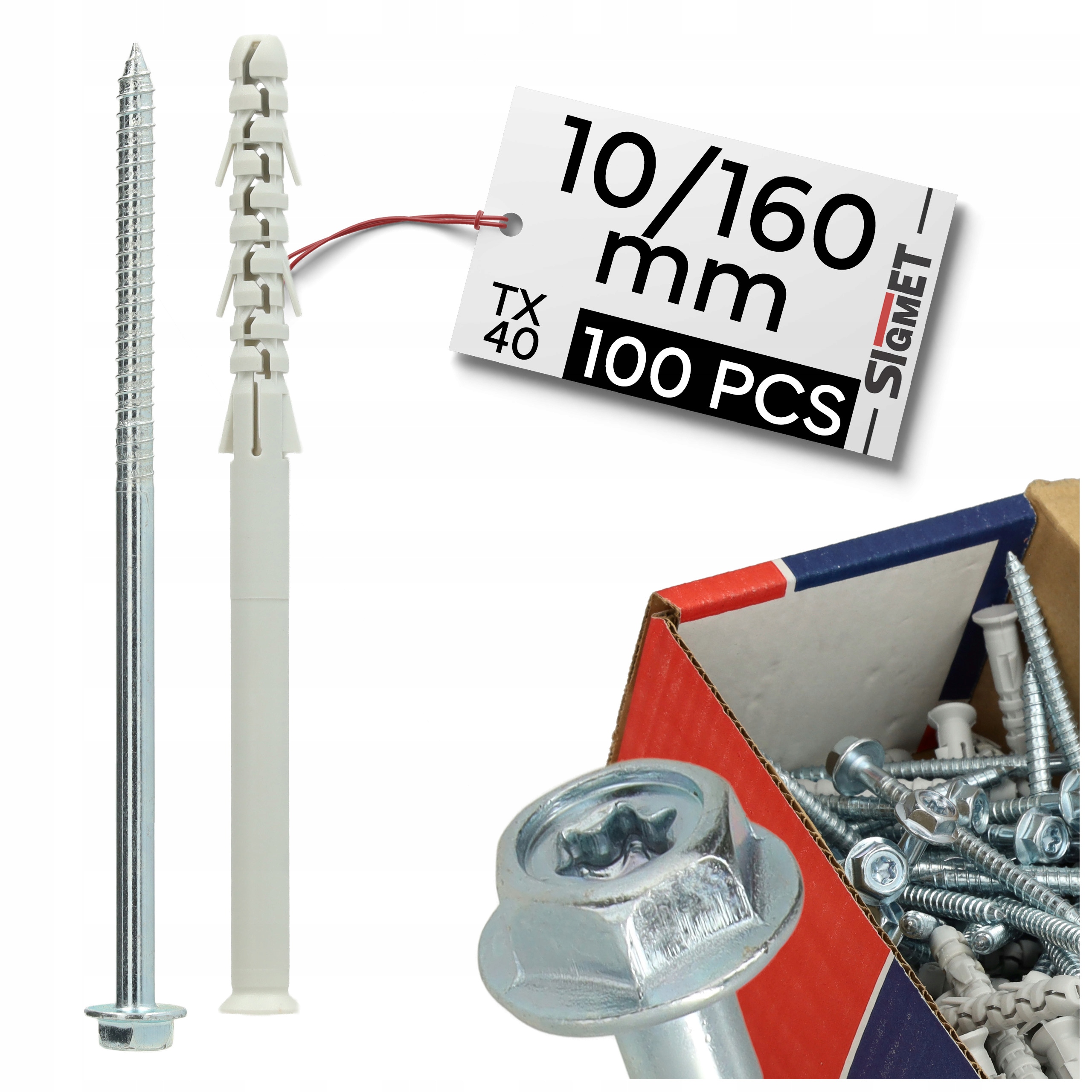 Fasádne rámové dýzy 10/160 pre otvorové murivo, skrutka kombi 100 ks