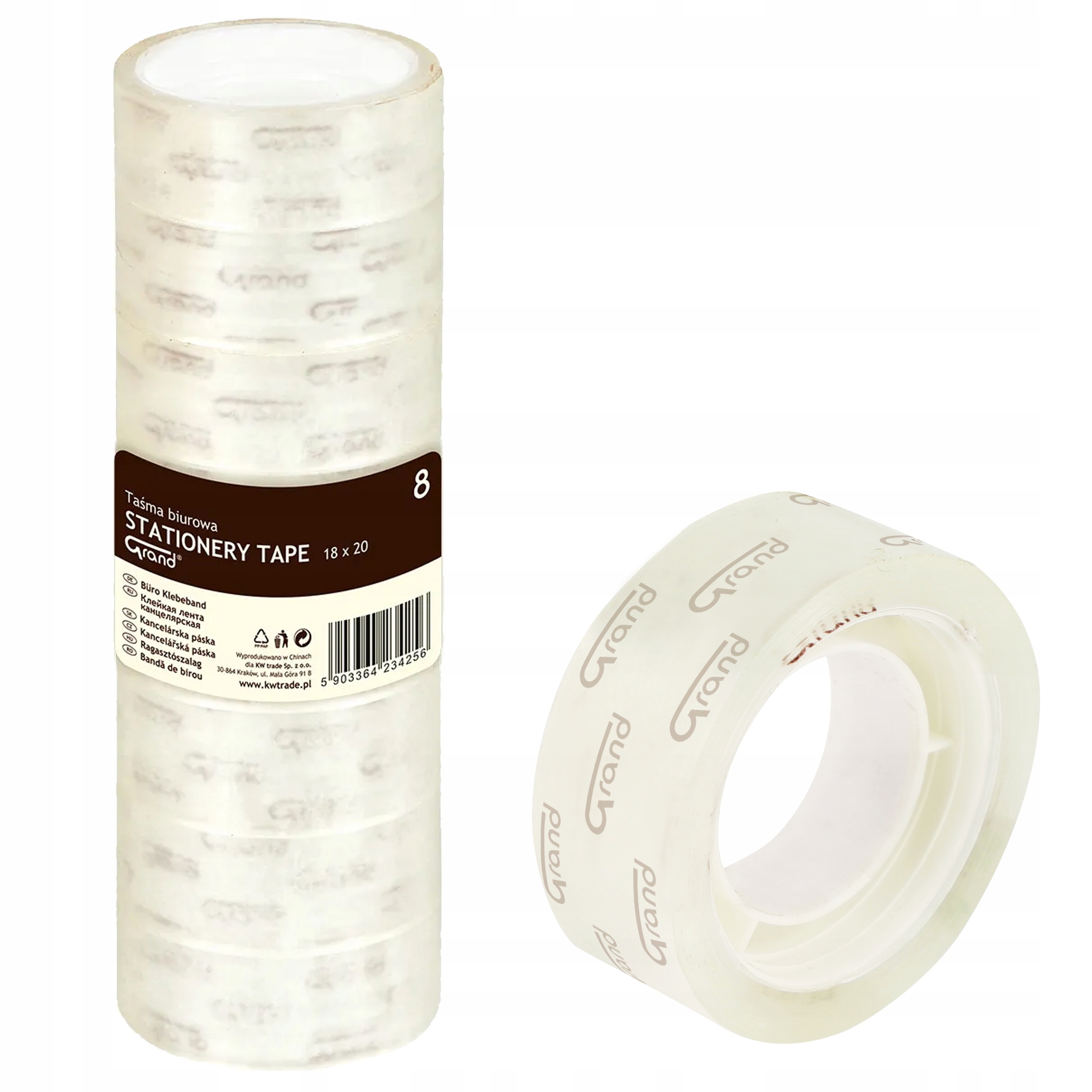 

Taśma biurowa samoprzylepna 18mm x 20m 8szt Grand